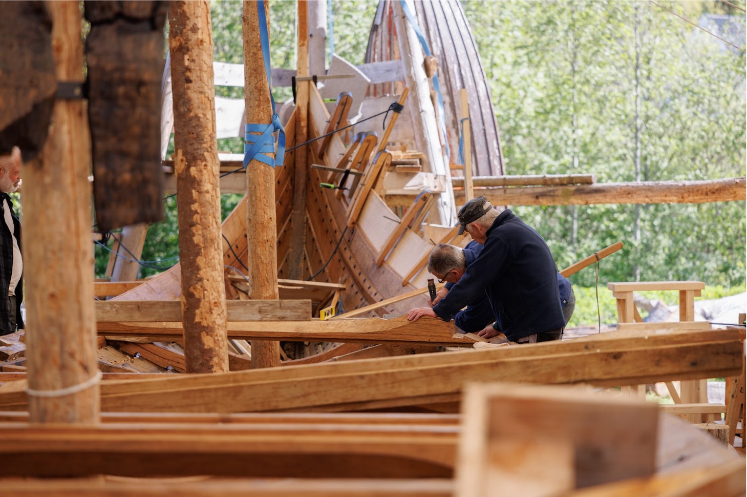 Vikings building a ship